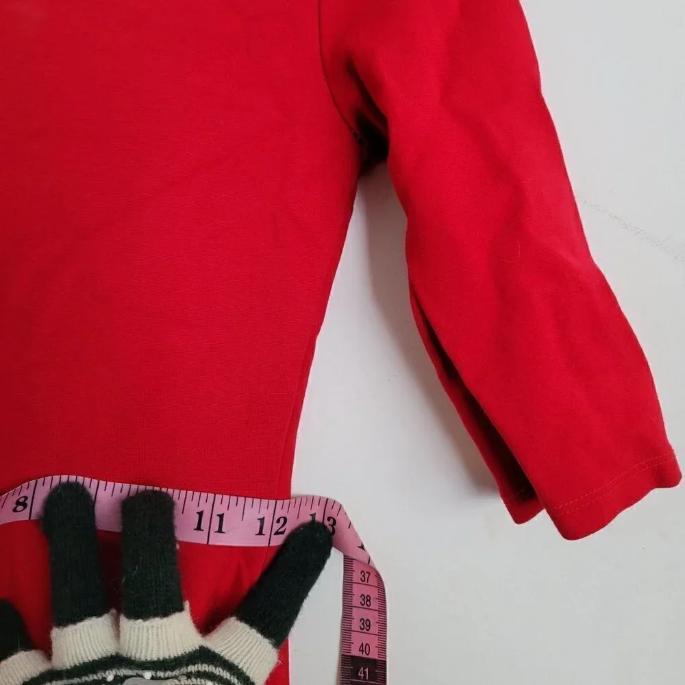 Lulu’s Fit and Flare Red Scalloped Neck 3/4 Sleeve Skater Mini Dress Size XSmall
